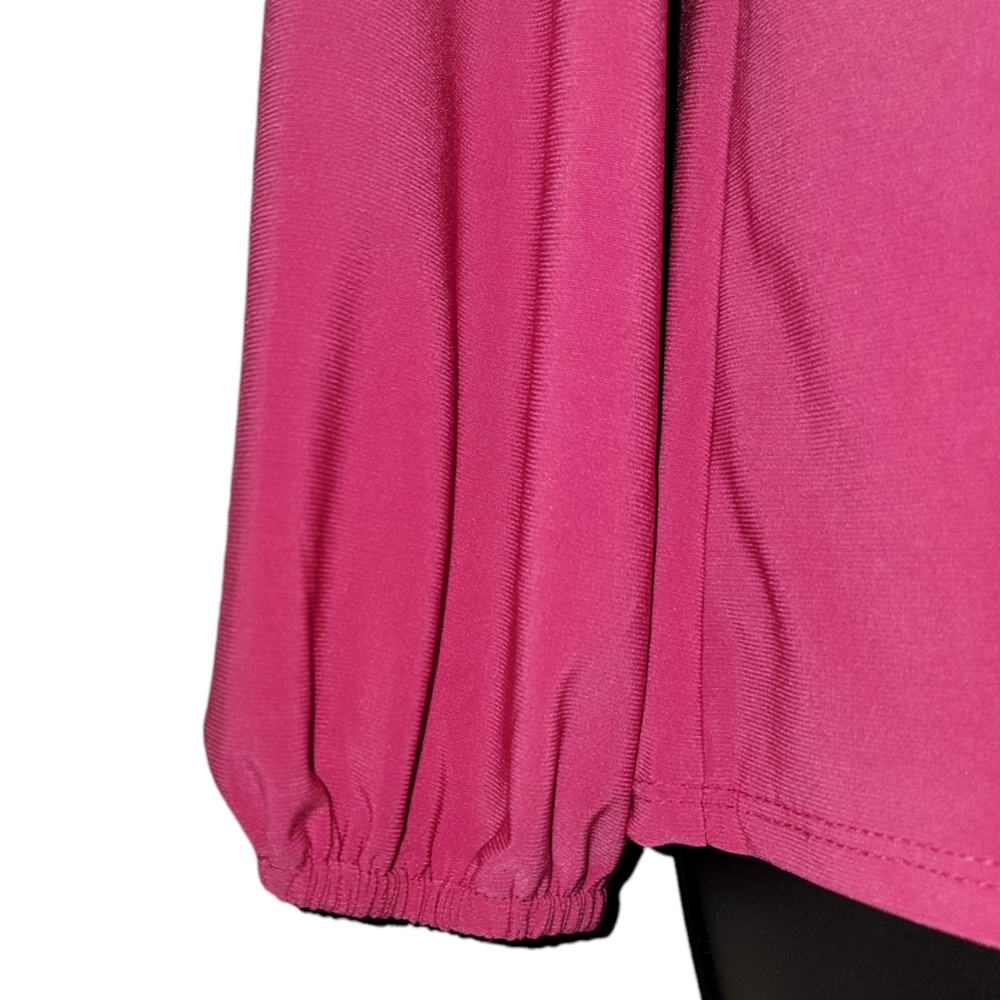 Anne Klein Long Sleeve Pink Peacock Top - Picture 3 of 7